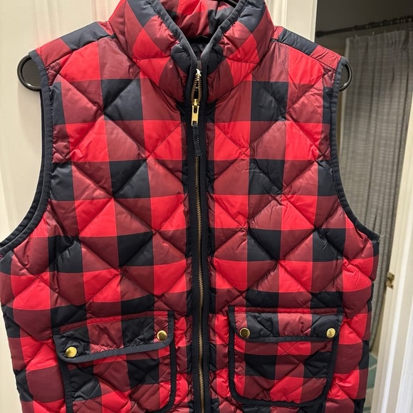 J. Crew Excursion Buffalo Check Plaid Quilted Down Puff Vest Size Large - Picture 7 of 9